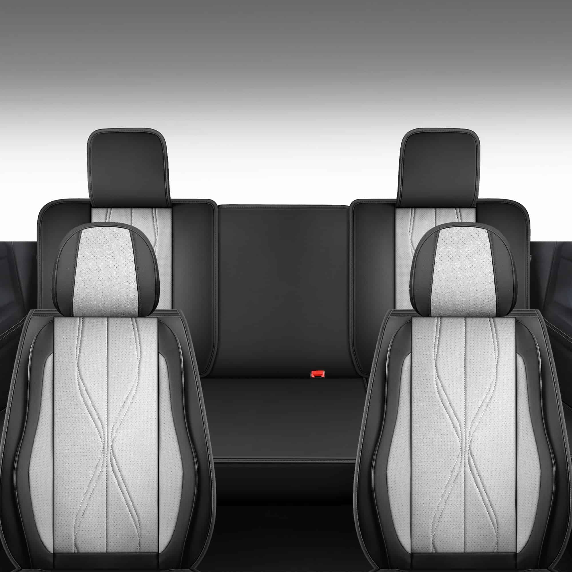Cubiertas de asiento de cuero sintético -Negro + Gris - Imagen 7