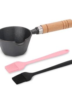 Olla de Hierro Fundido con 2 Pinceles de Mango Largo de