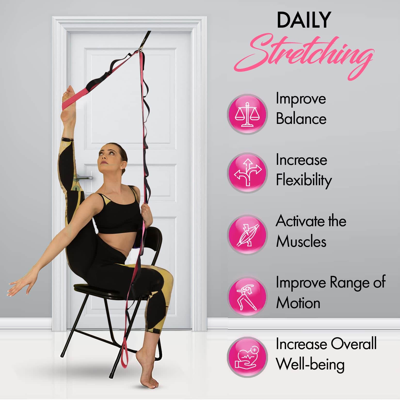 Correa de Yoga con 10 Lazos y Anclaje de Puerta - Correa de - Imagen 6