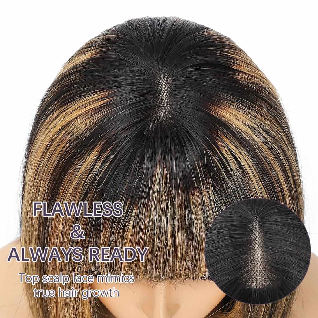 Peluca Bob Corto con Flequillo Cabello Humano 12 Pulgadas - Imagen 6