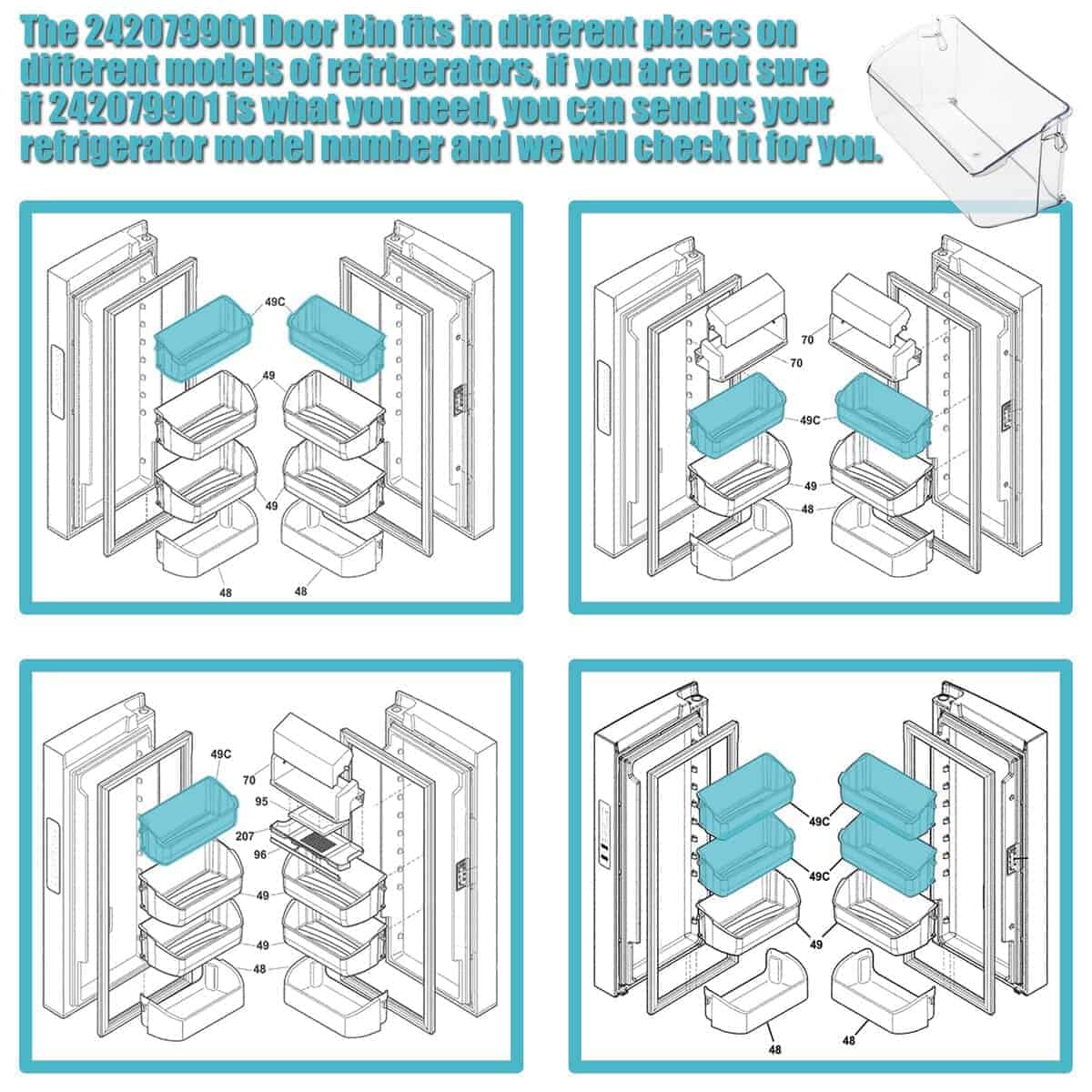 Femotic 242079901 Repuesto de Bin de Puerta de - Imagen 3