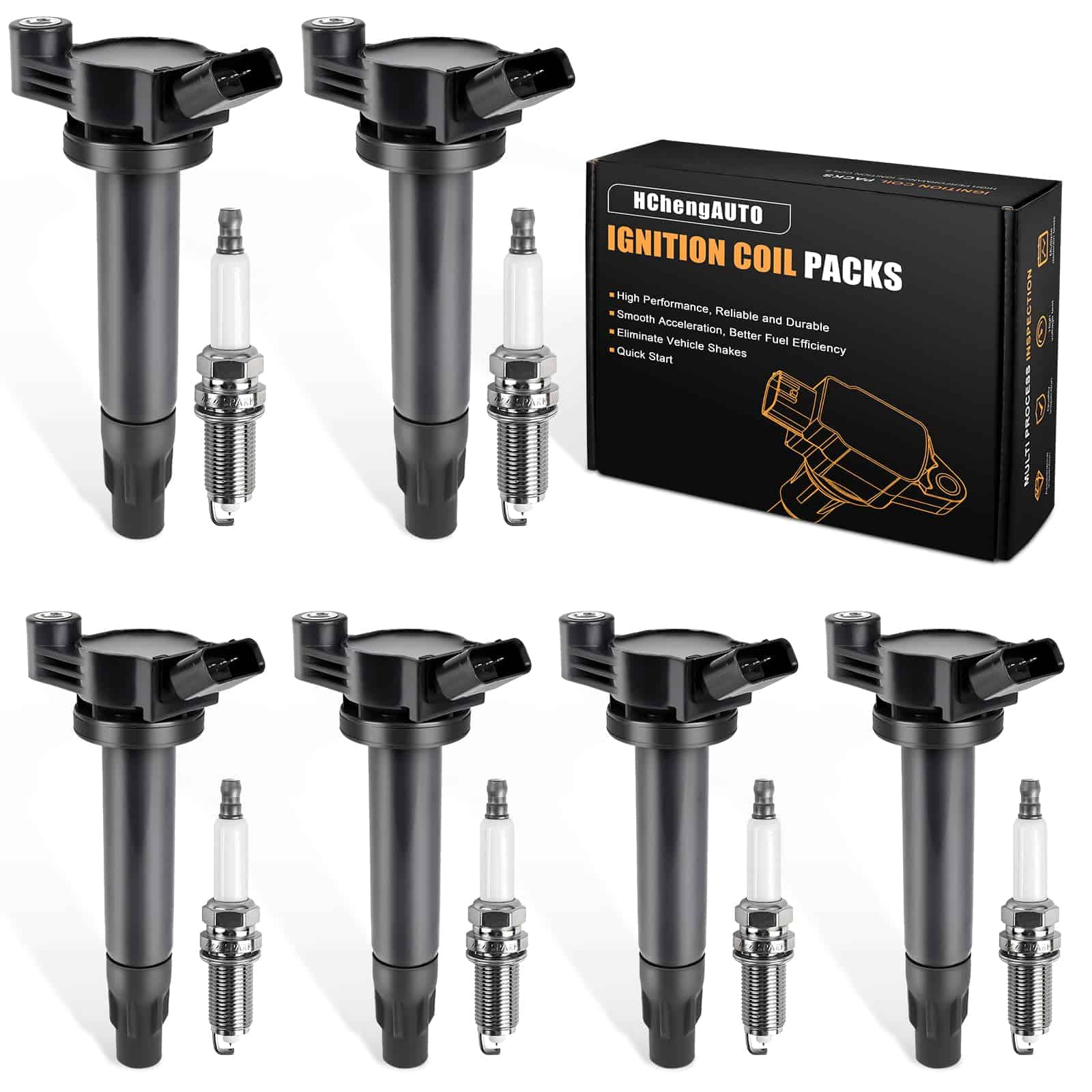 Paquete de 6 Bobinas de Encendido y Bujías Compatible con