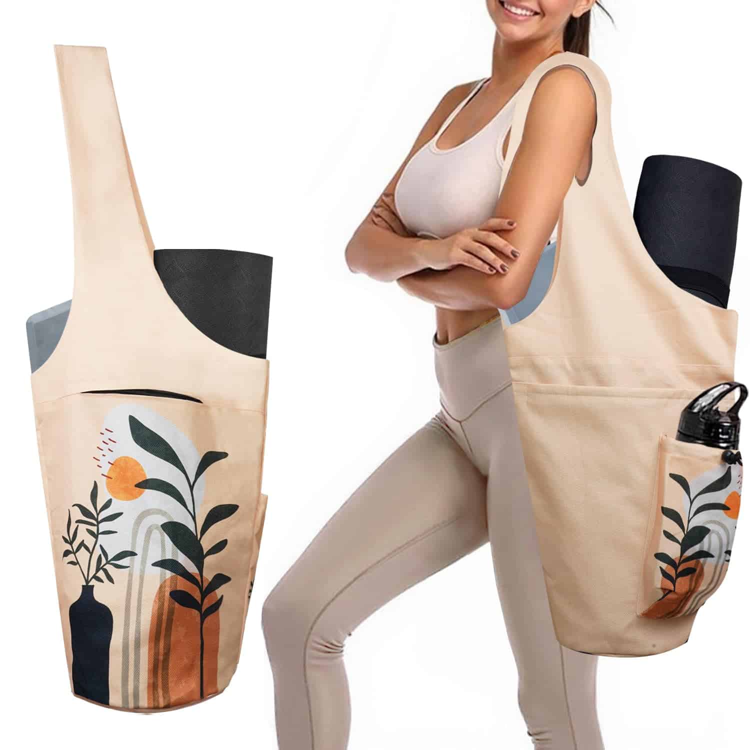 Bolso grande para mat de yoga saniwu con bolsillo lateral