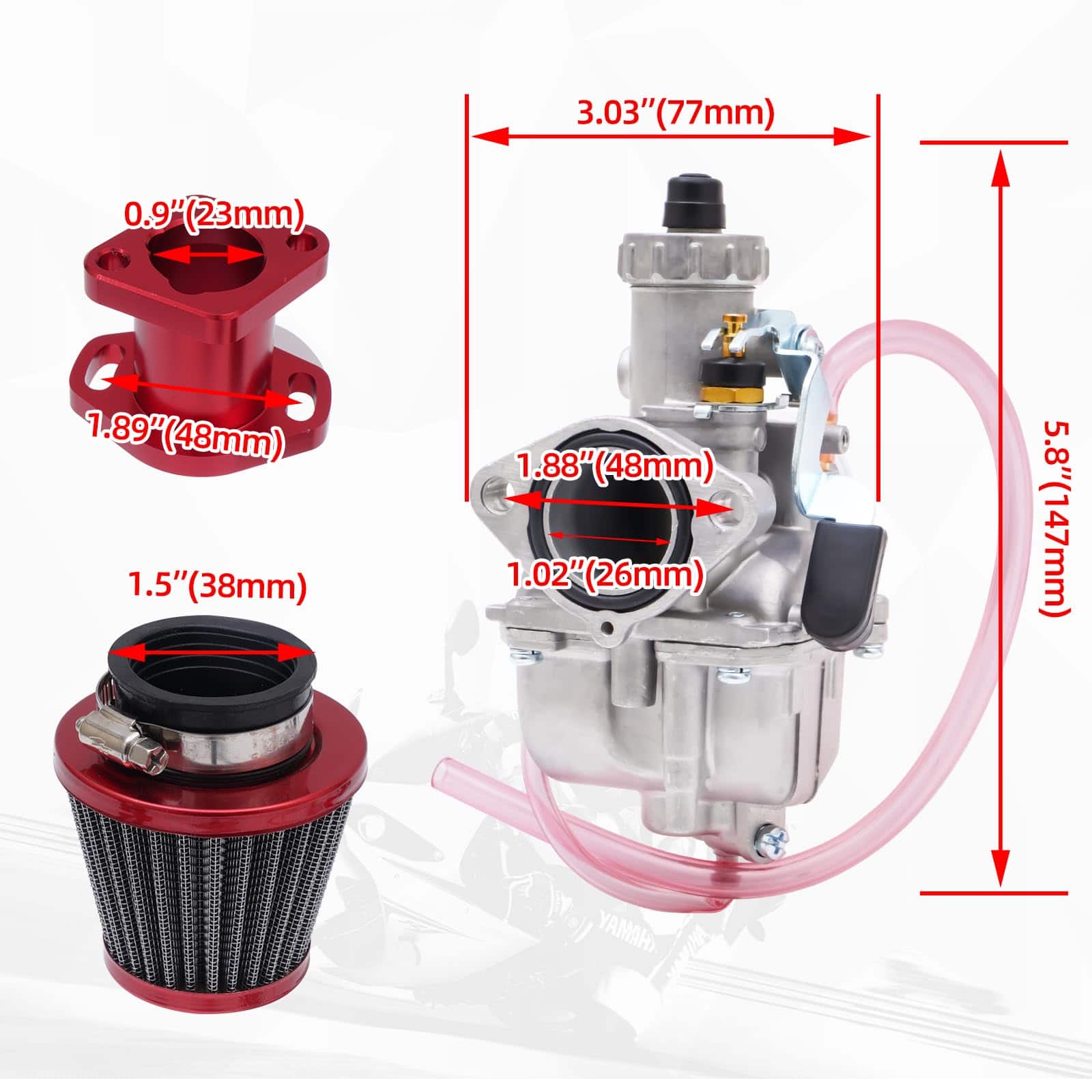 Carburador HAUERTZX VM22 de 26 mm con Filtro de Aire Kit de - Imagen 5