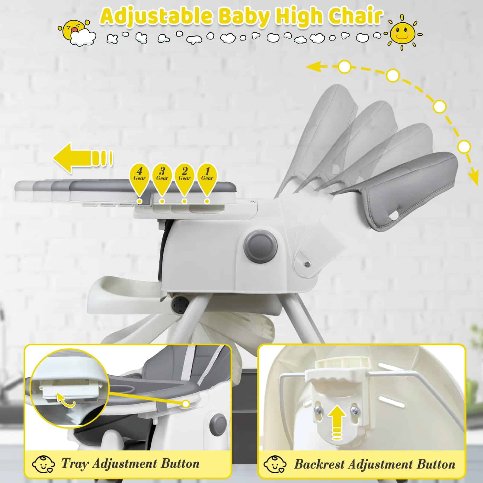 Sillas altas para bebés y niños pequeños, 6 en 1 Silla alta - Imagen 4