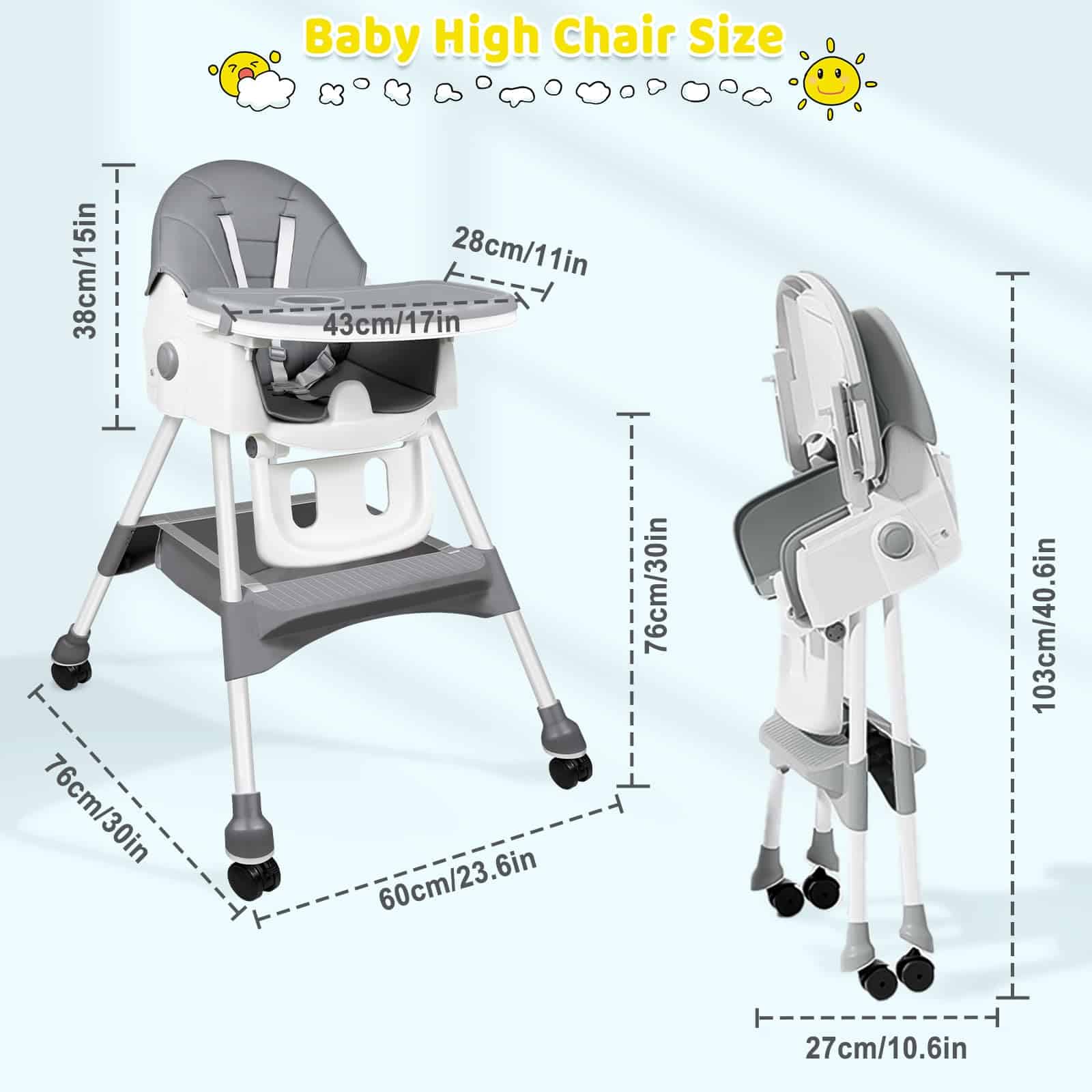 Sillas altas para bebés y niños pequeños, 6 en 1 Silla alta - Imagen 6