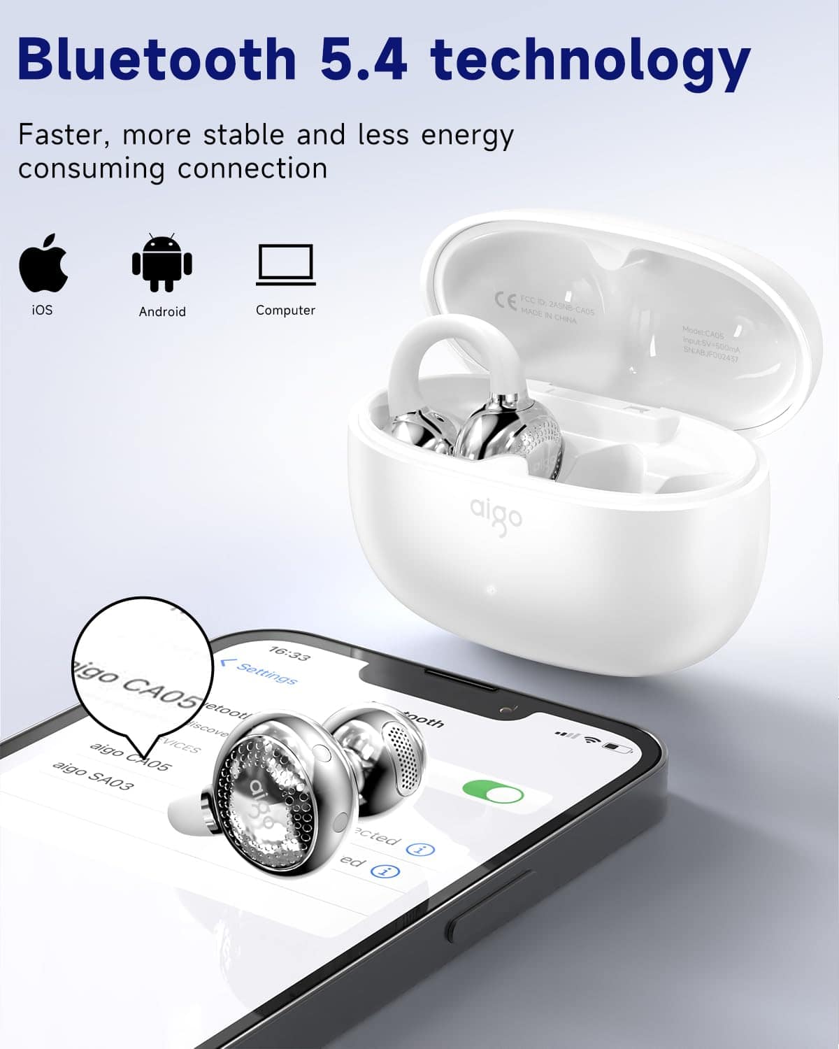 Audífonos aigo CA05 de clip en la oreja con bluetooth - Imagen 3