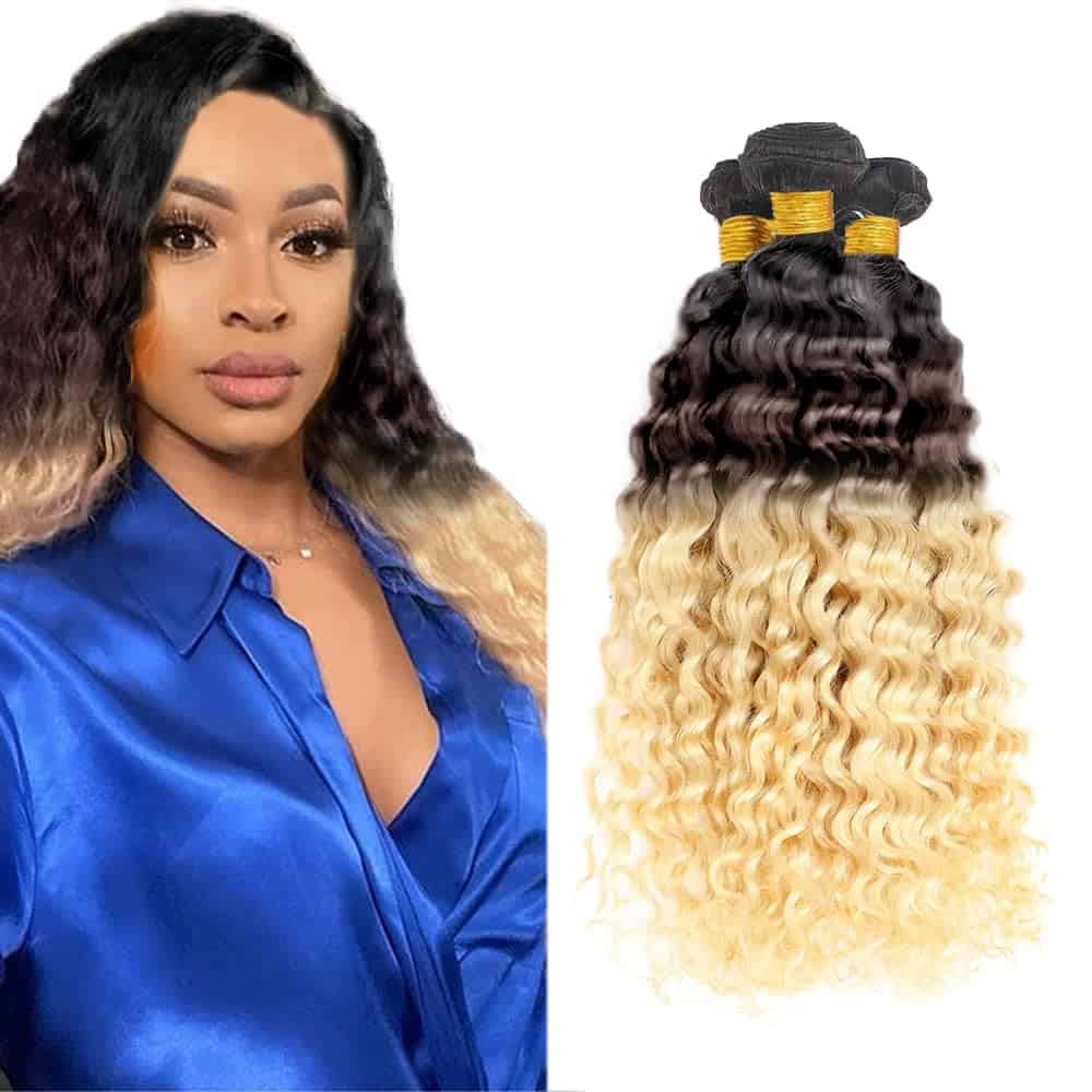 #4 Humano Pelo 613 Agua onda T1B/4/613 Rubia Paquetes