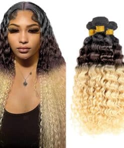 CnumGunm T1B/4/613 Mechones de Cabello Humano Rizado Rizado