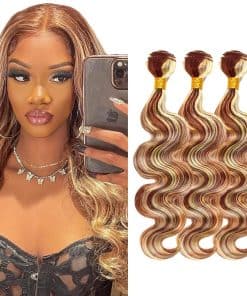 CnumGunm Mechones de Cabello Humano Rubios Resaltados