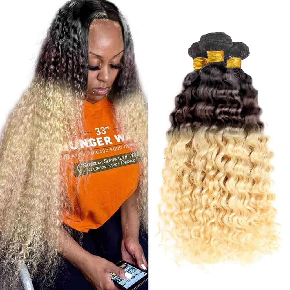 Paquetes de Cabello Humano Ombre Marrón T1B/4/613 -