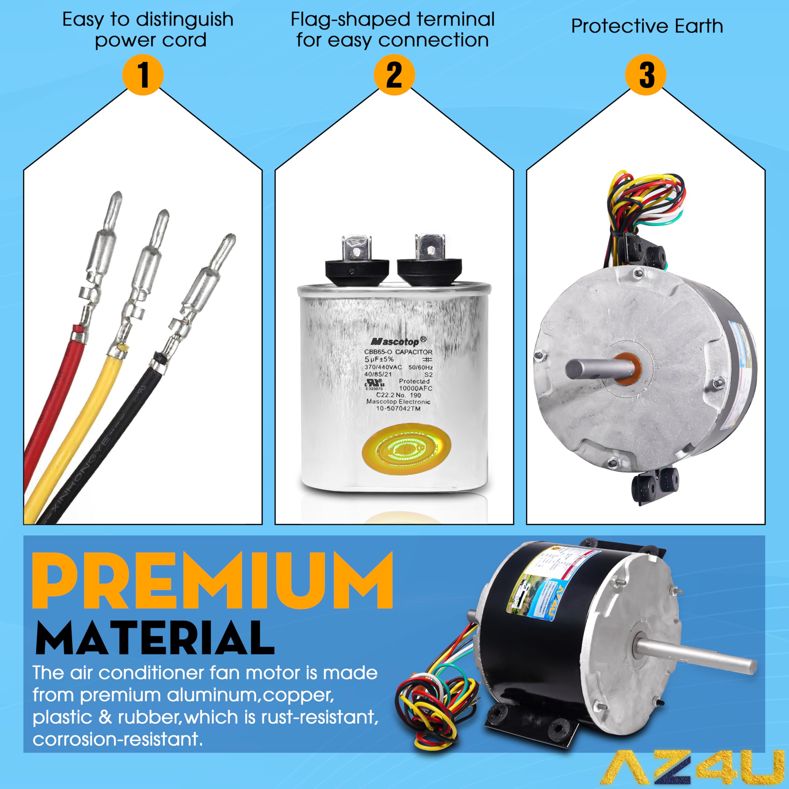 Motor del ventilador de CA de 1/5Hp 3 velocidades - Imagen 7