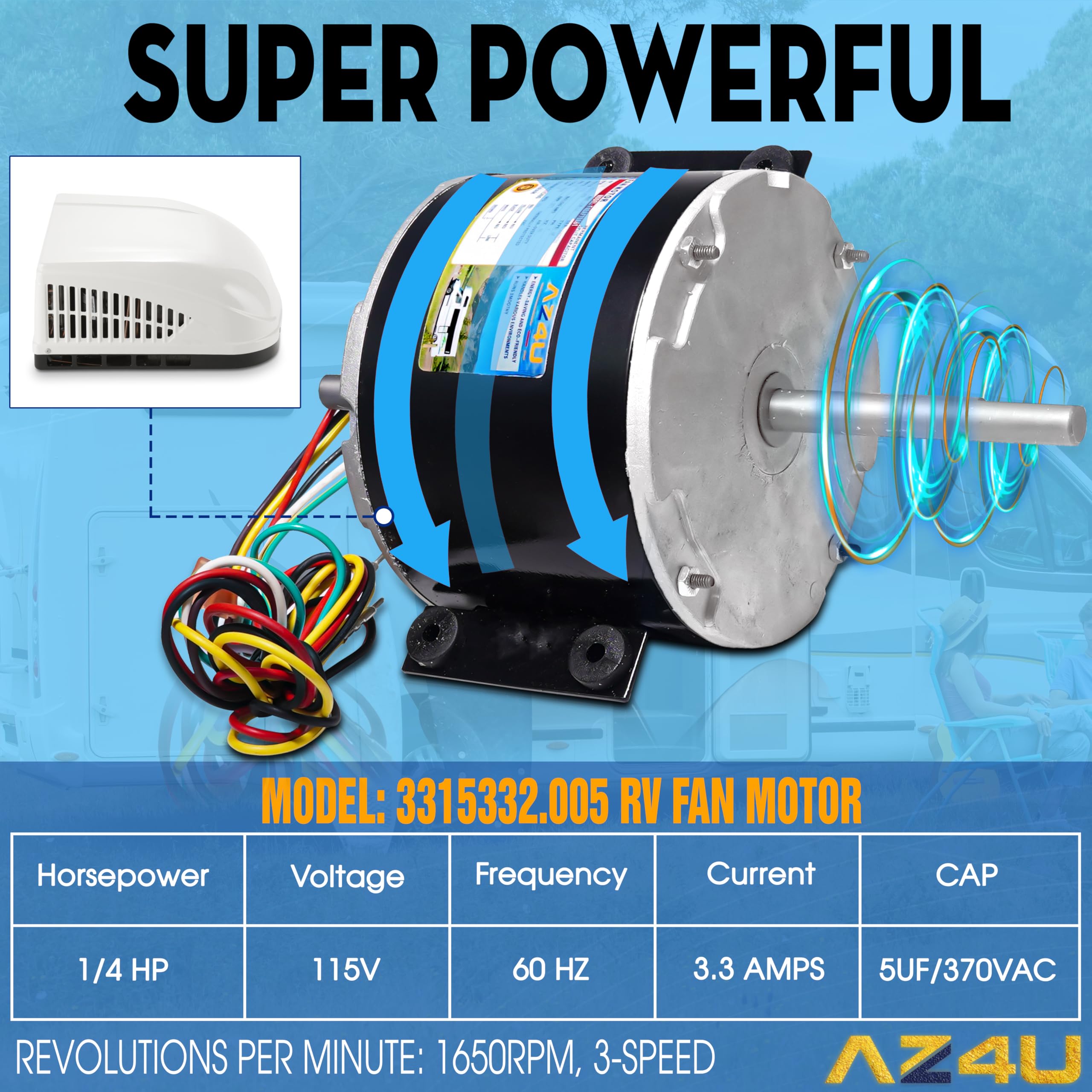 Motor del ventilador de CA de 1/5Hp 3 velocidades - Imagen 3