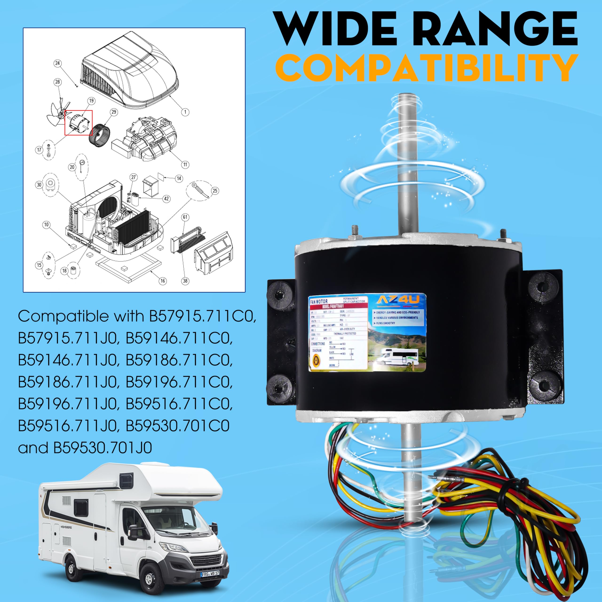 Motor del ventilador de CA de 1/5Hp 3 velocidades - Imagen 6