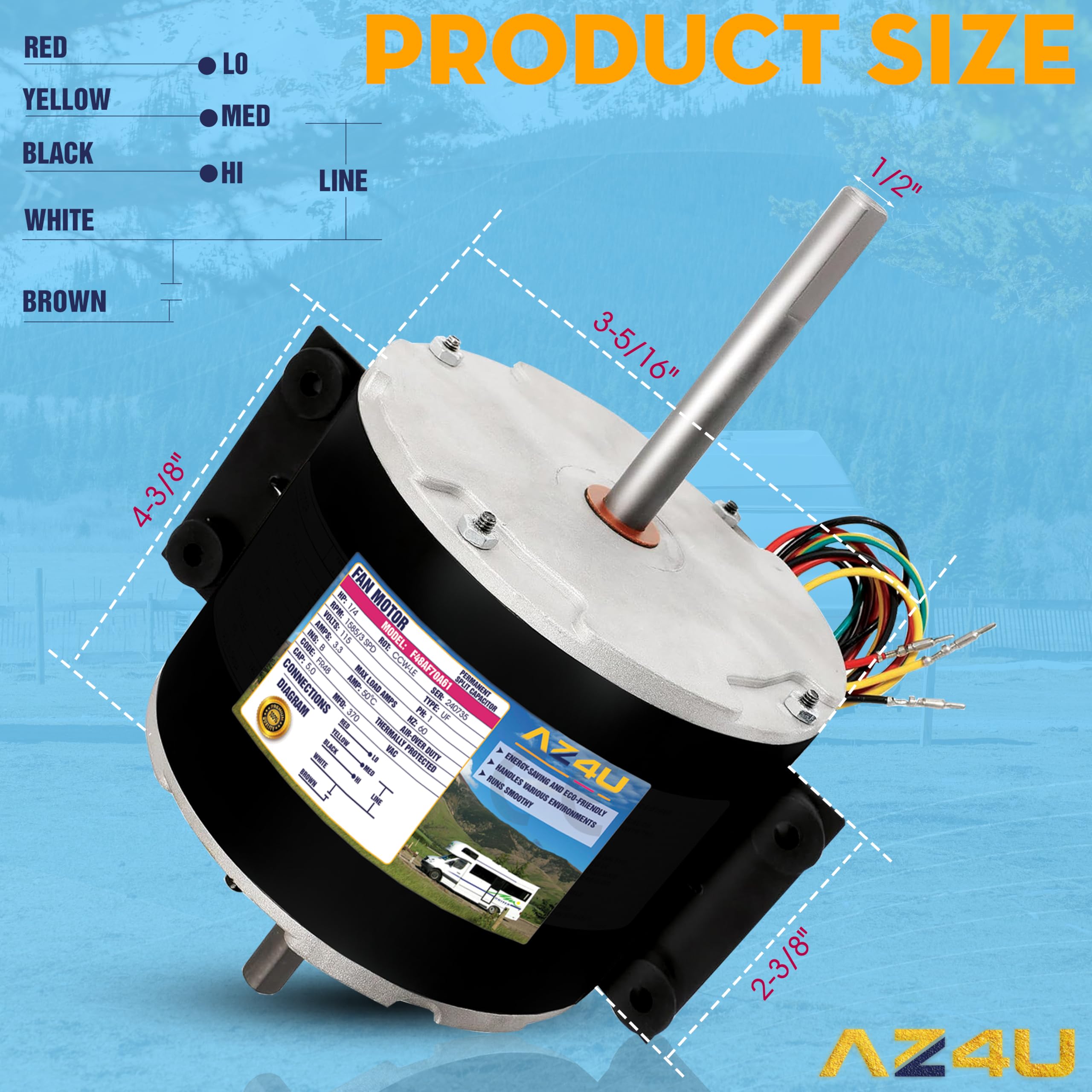 Motor del ventilador de CA de 1/5Hp 3 velocidades - Imagen 9