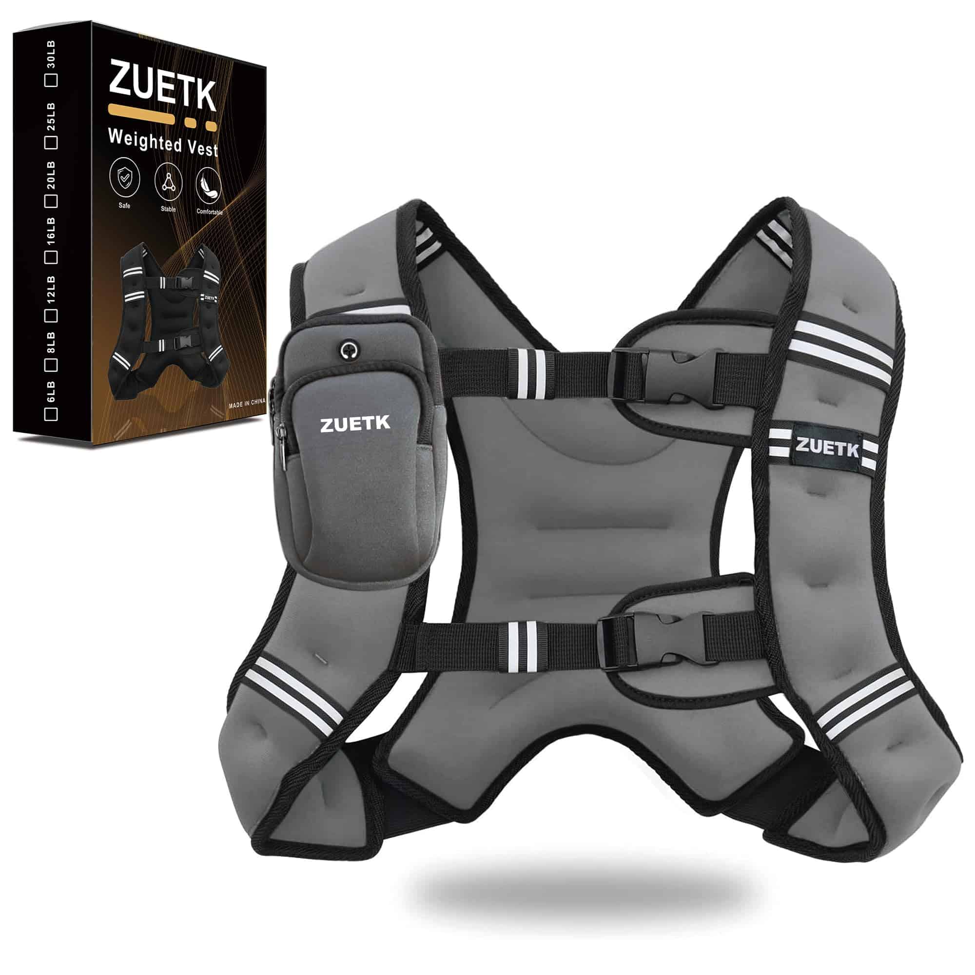 Chaleco con peso ZUETK, -Gris con Bolsa