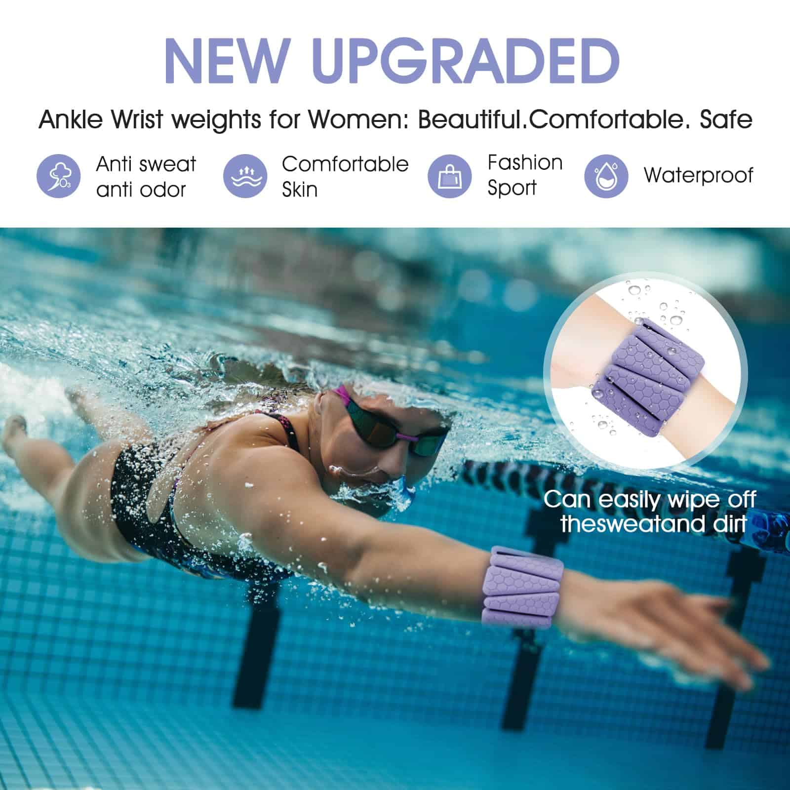 Pesas de Muñeca, Juego de 2 Pulseras Ajustables de Silicona - Imagen 6