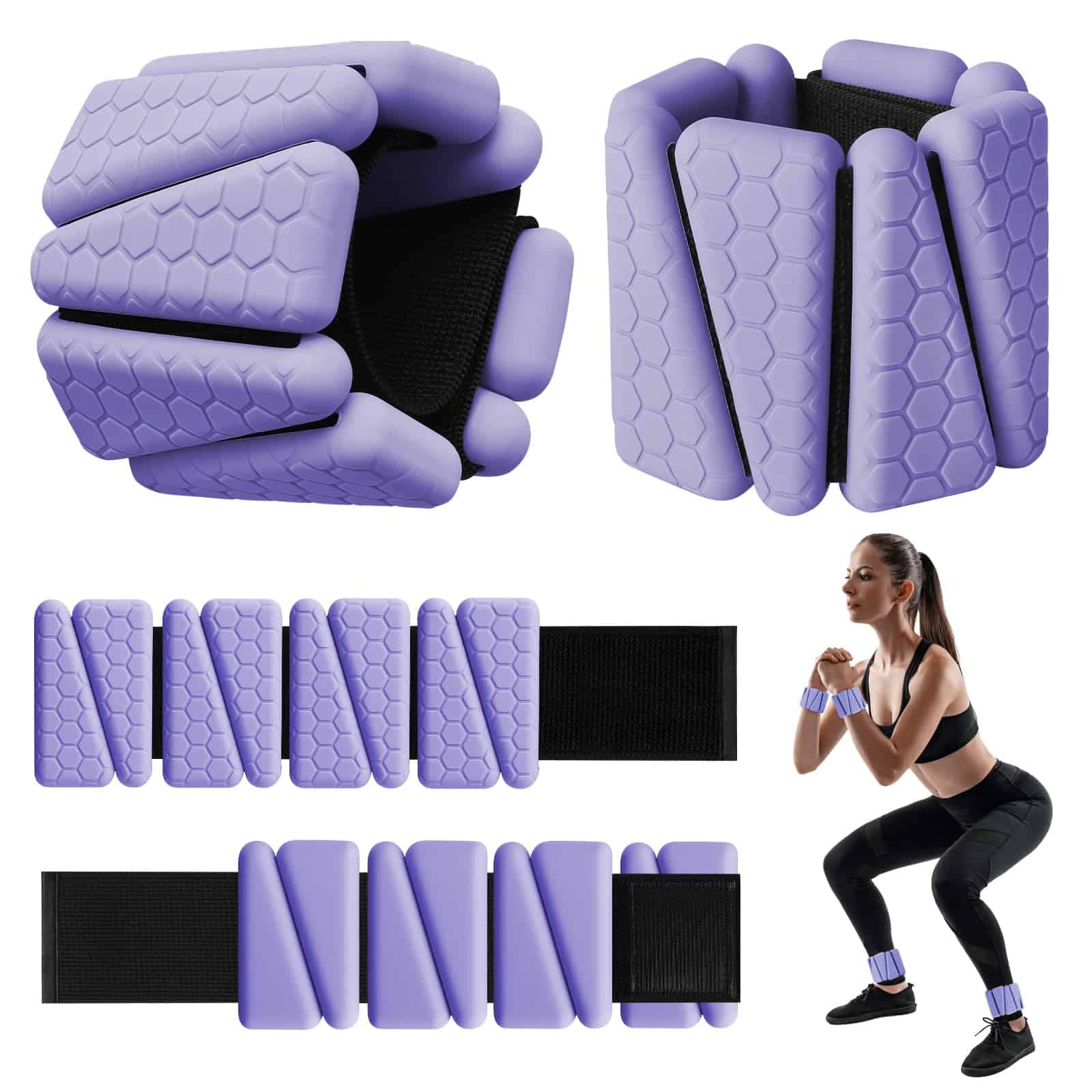 Pesas de Muñeca, Juego de 2 Pulseras Ajustables de Silicona