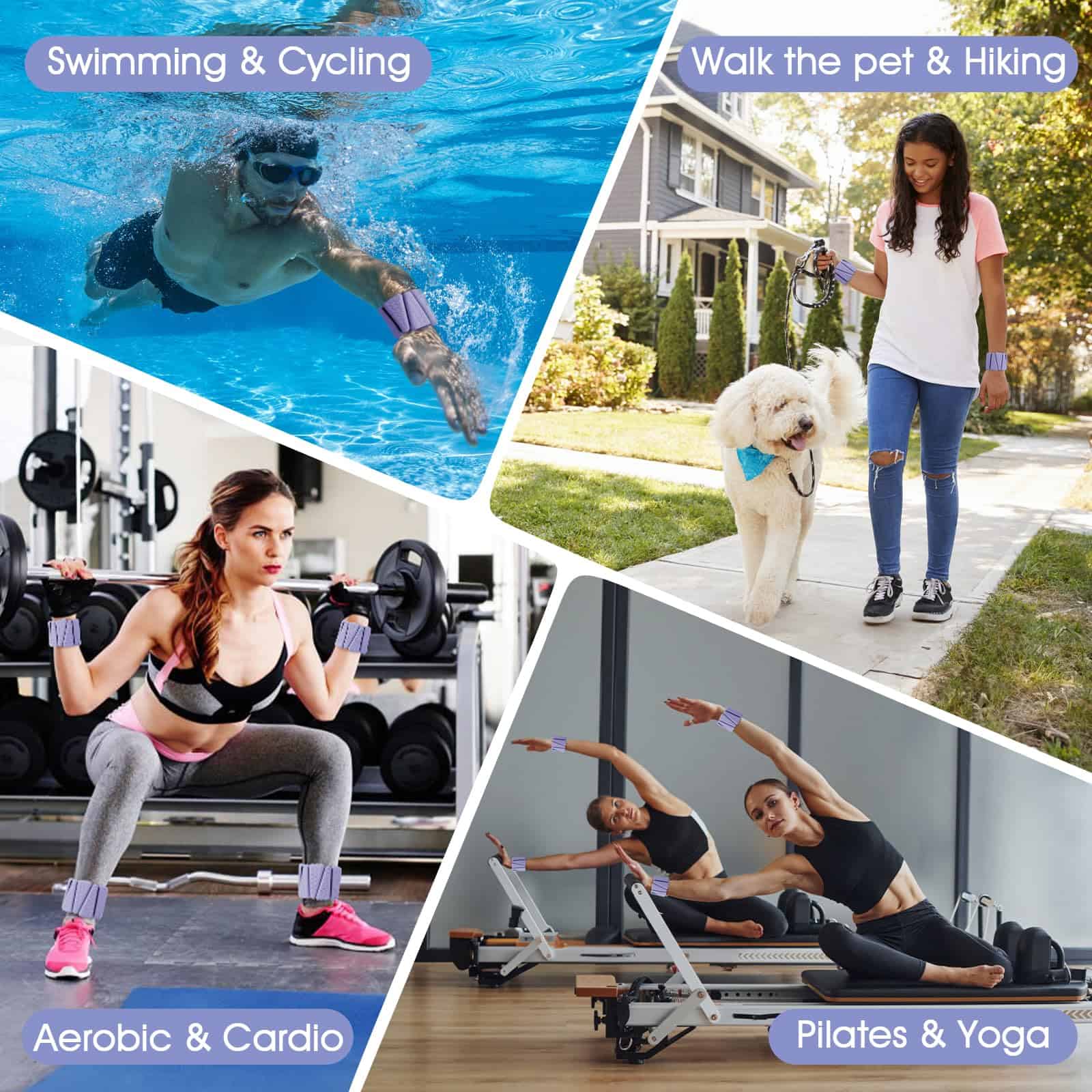 Pesas de Muñeca, Juego de 2 Pulseras Ajustables de Silicona - Imagen 8