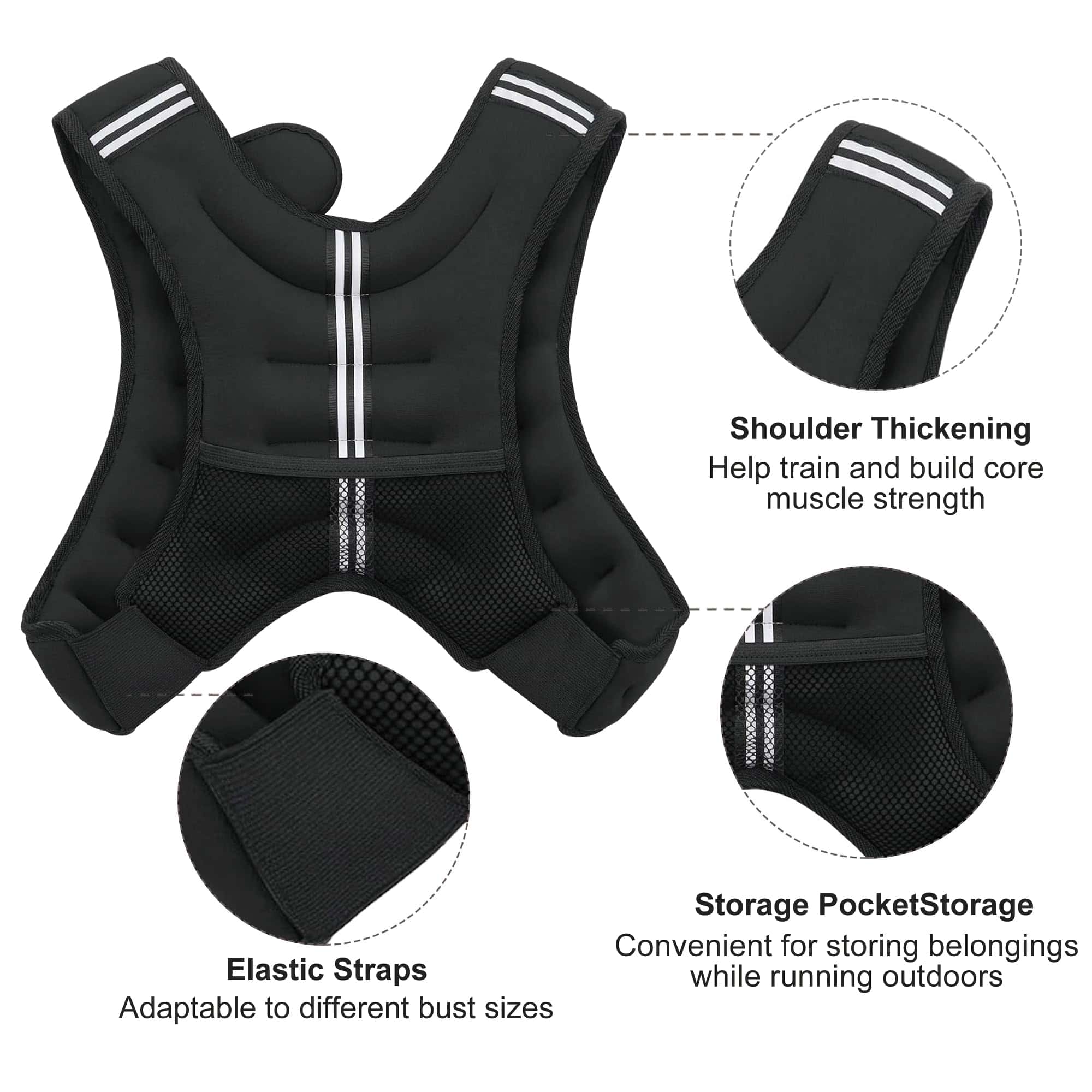 Chaleco con Peso ZUETK, -Negro con Bolsa - Imagen 4