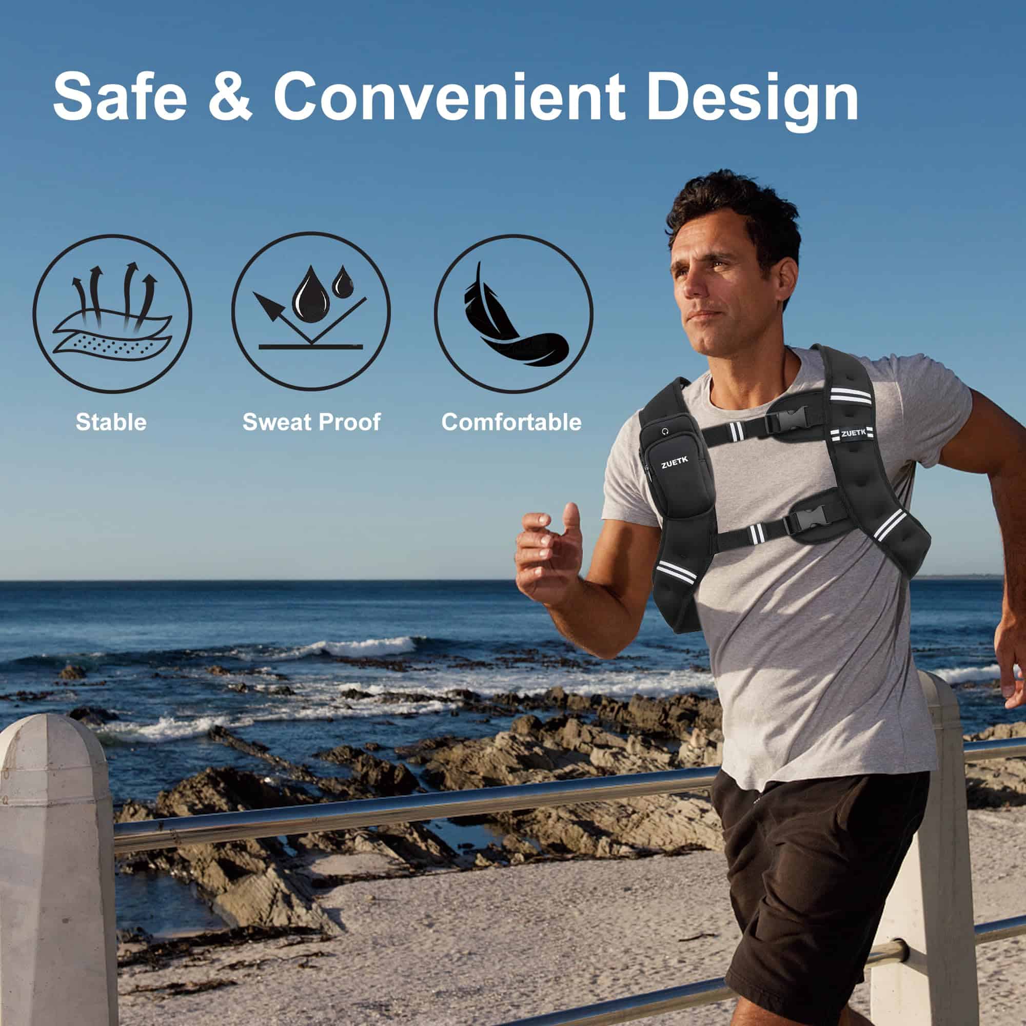 Chaleco con Peso ZUETK, -Negro con Bolsa - Imagen 7