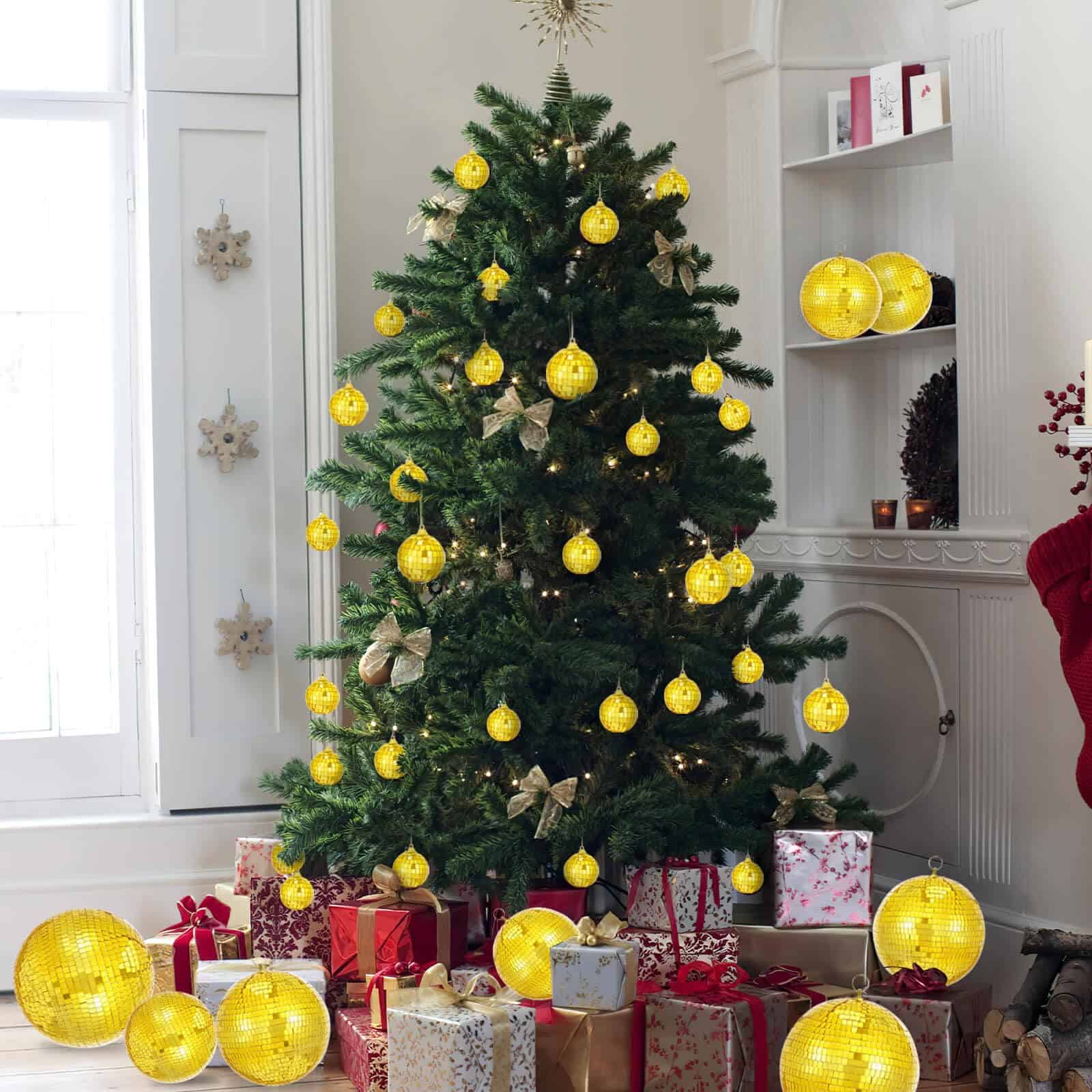 Esfera de Espejo Dorada Colgante: 6 Pulgadas Bola - Imagen 7