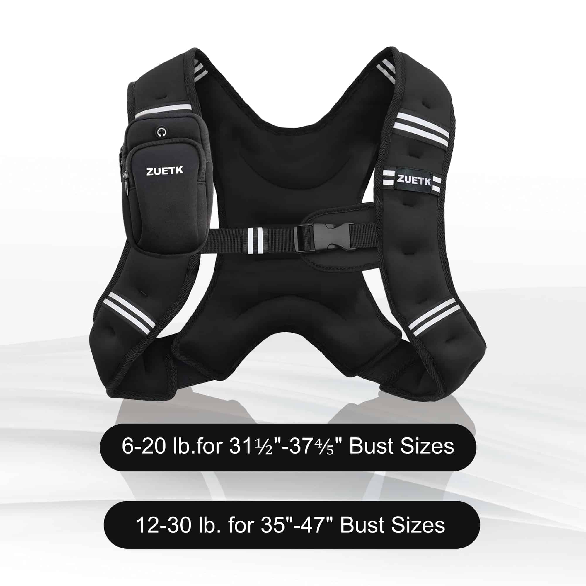 Chaleco con Peso ZUETK, -Negro con Bolsa - Imagen 8