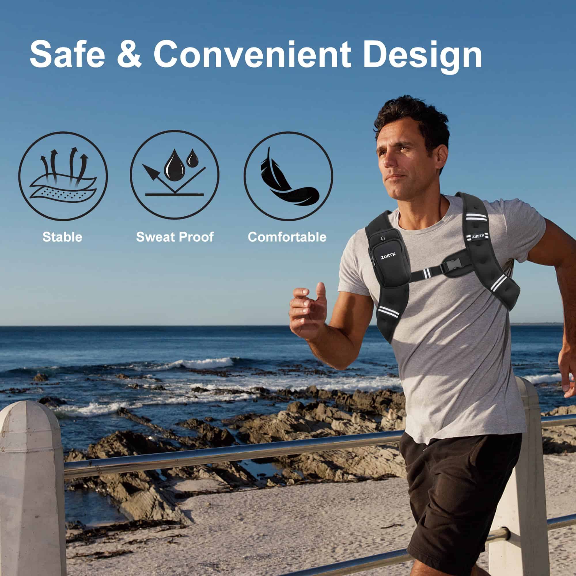 Chaleco con Peso ZUETK, -Negro con Bolsa - Imagen 7