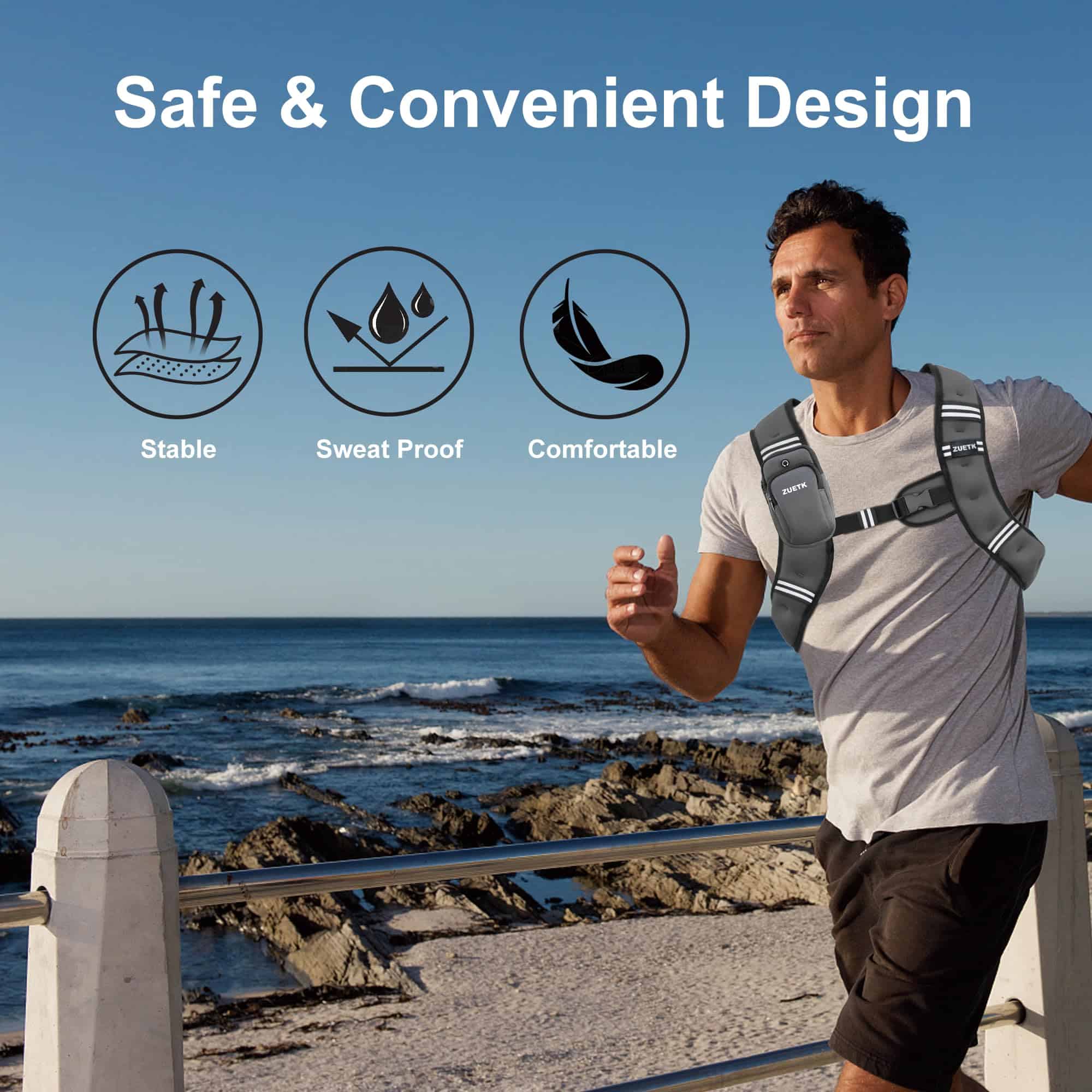 Chaleco con Peso ZUETK, Chaleco de -Gris con Bolsa - Imagen 7