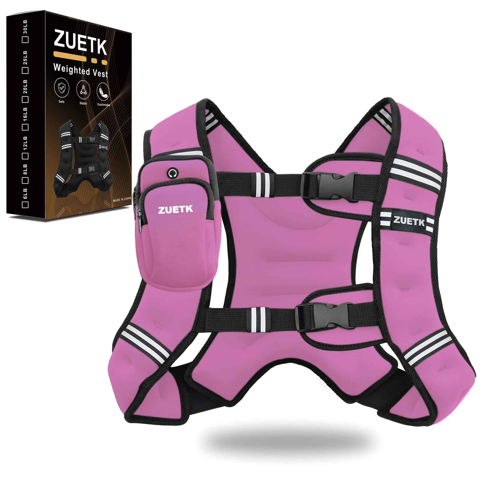 Chaleco con Peso ZUETK, -Rosa con Bolsa, Sin Bolsillo de Mal