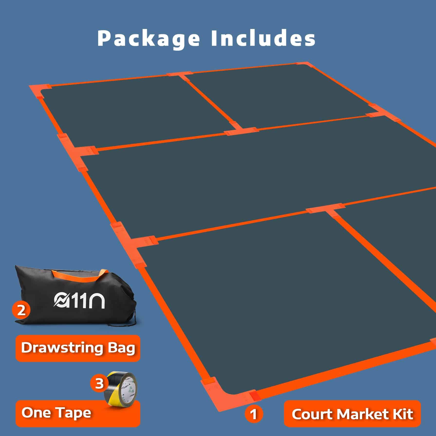 Set de Líneas de Cancha de Pickleball A11N SPORTS, Naranja - Imagen 5