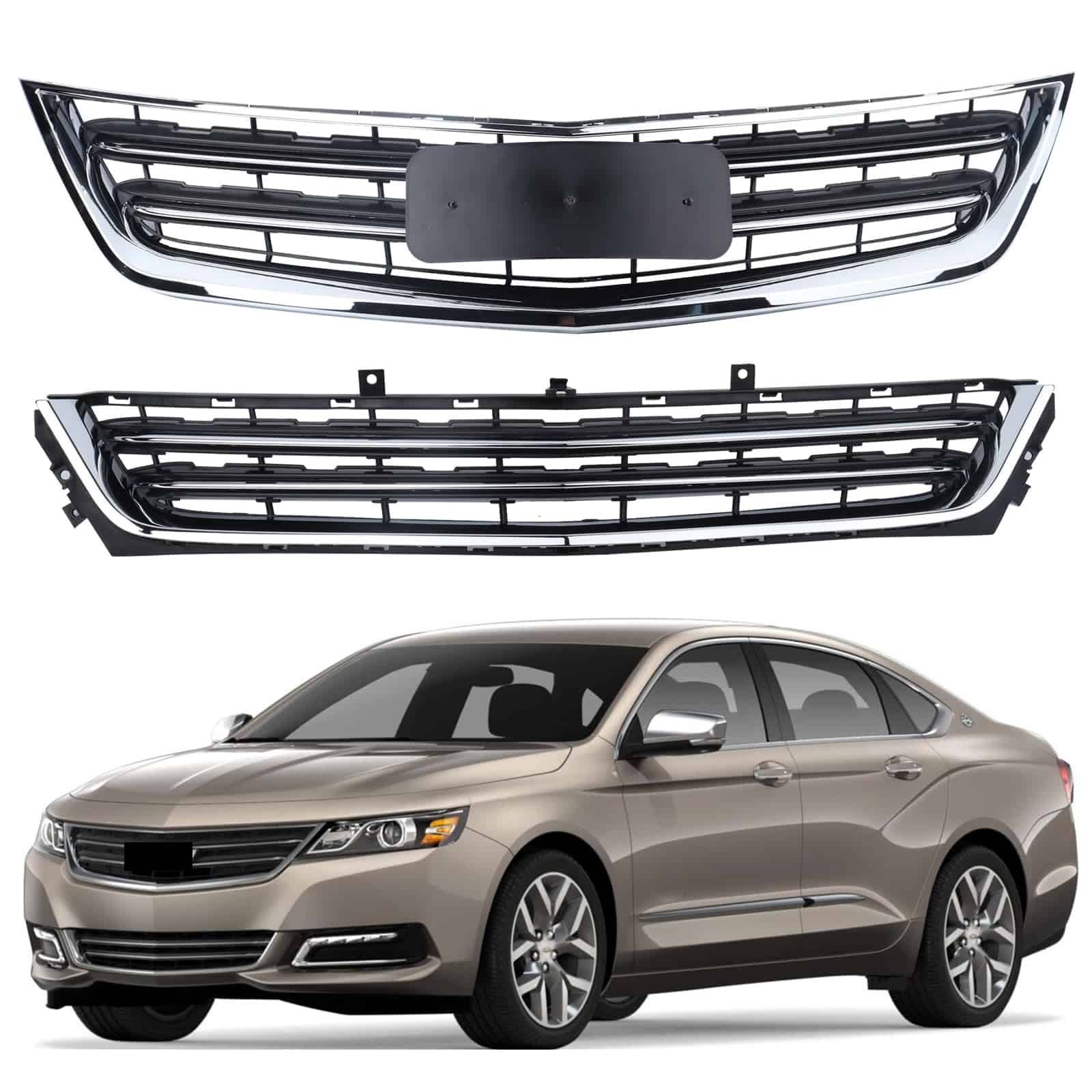 Rejilla delantera cromada AOKAILI compatible con Impala LT,