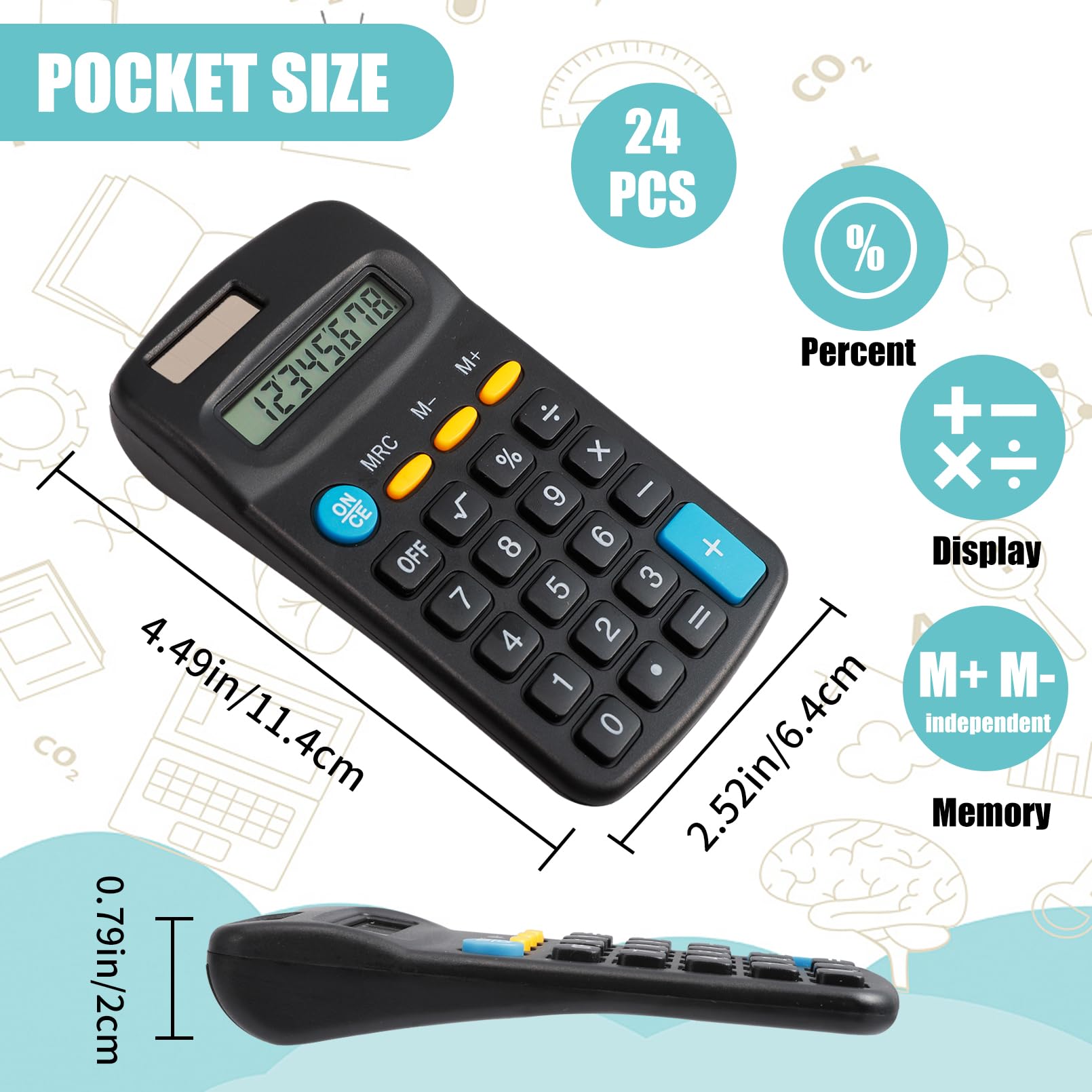 24 Piezas de Calculadoras Mini de Bolsillo Dyrfolm, - Imagen 4