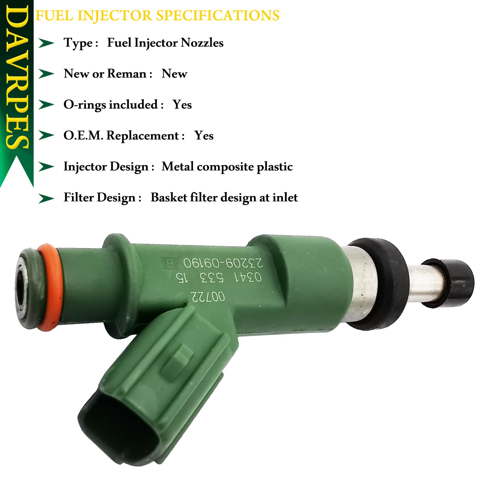 4PCS DAVRPES Inyectores de Combustible 23209-09190 Boquilla - Imagen 6