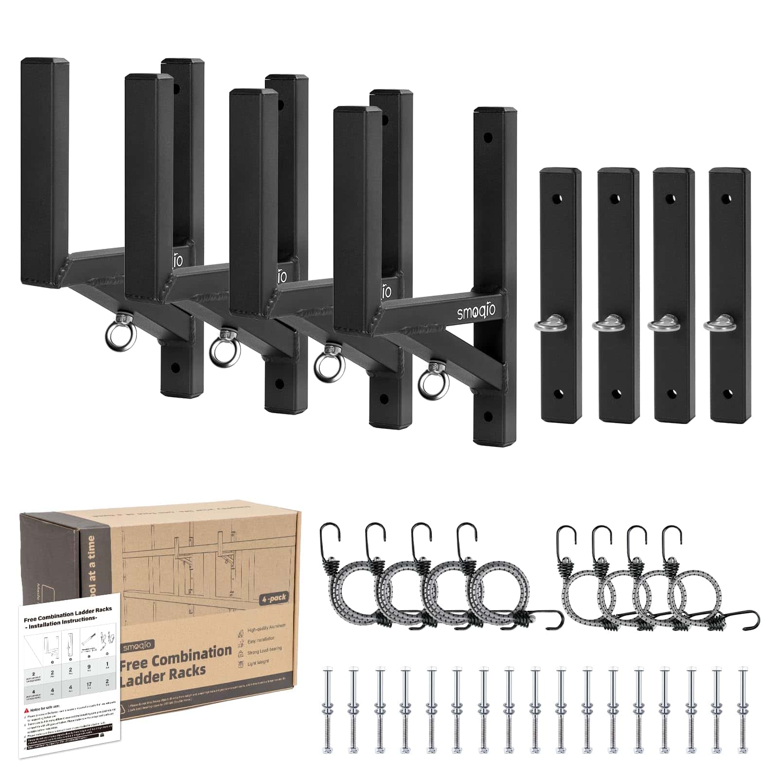 SMOQIO Trailer Ladder Rack, 4 Racks, Soporte de Escalera