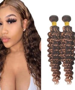 Mechones de cabello humano Deep Wave Bundle P4/30 Highlight
