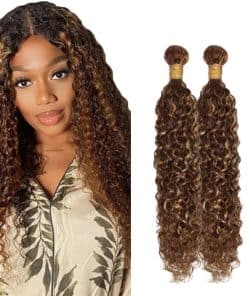 Paquetes de cabello humano con ondas de agua marrón de