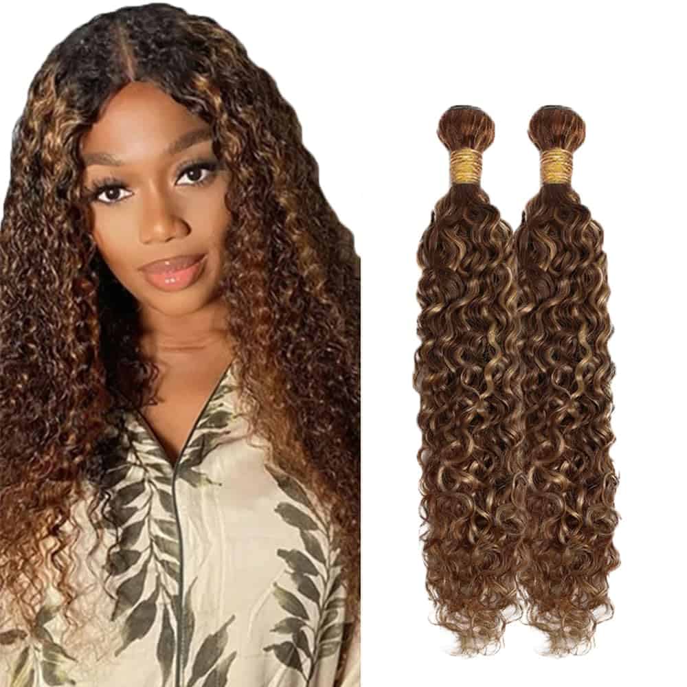 Paquetes de cabello humano con ondas de agua marrón de