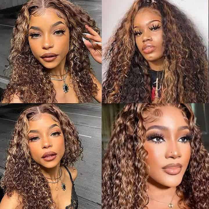 Paquetes de cabello humano con ondas de agua marrón de - Imagen 3