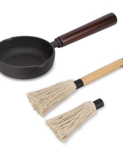 Set de Olla de Hierro Fundido para Adobar con Cepillo,