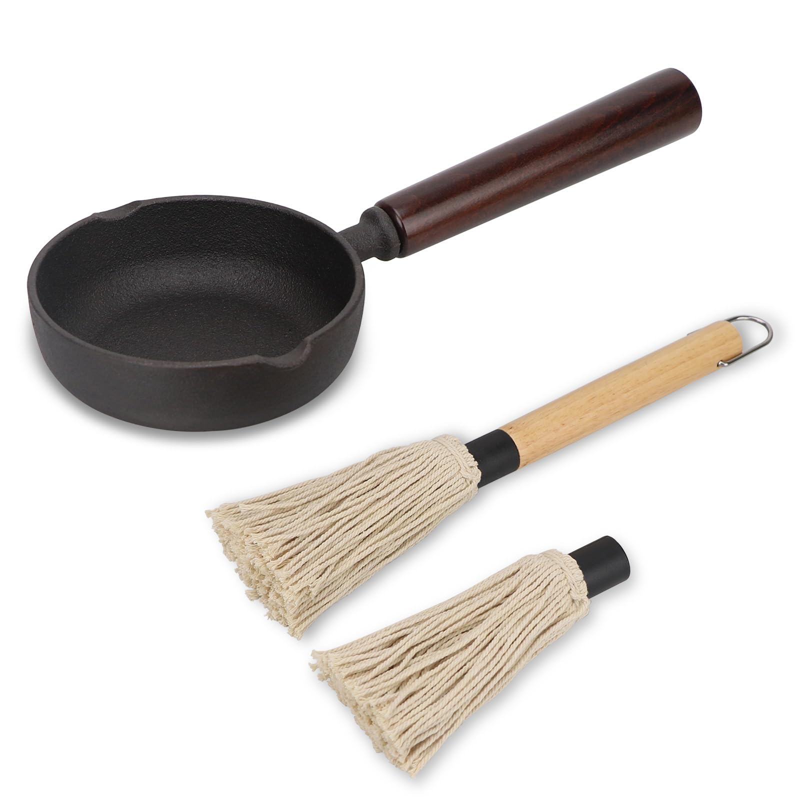 Set de Olla de Hierro Fundido para Adobar con Cepillo,