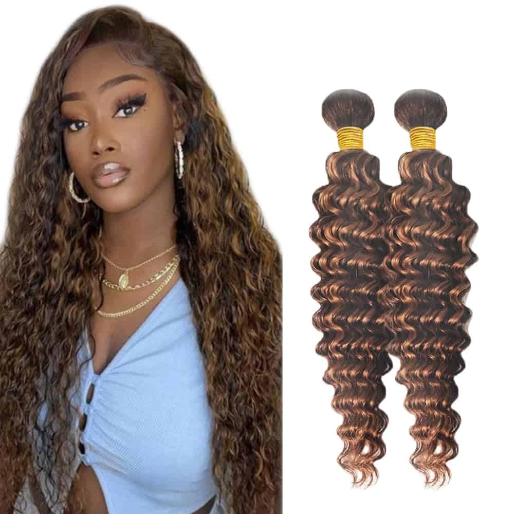P4/30 Highlight Brown Bundles de Cabello Humano Ondas