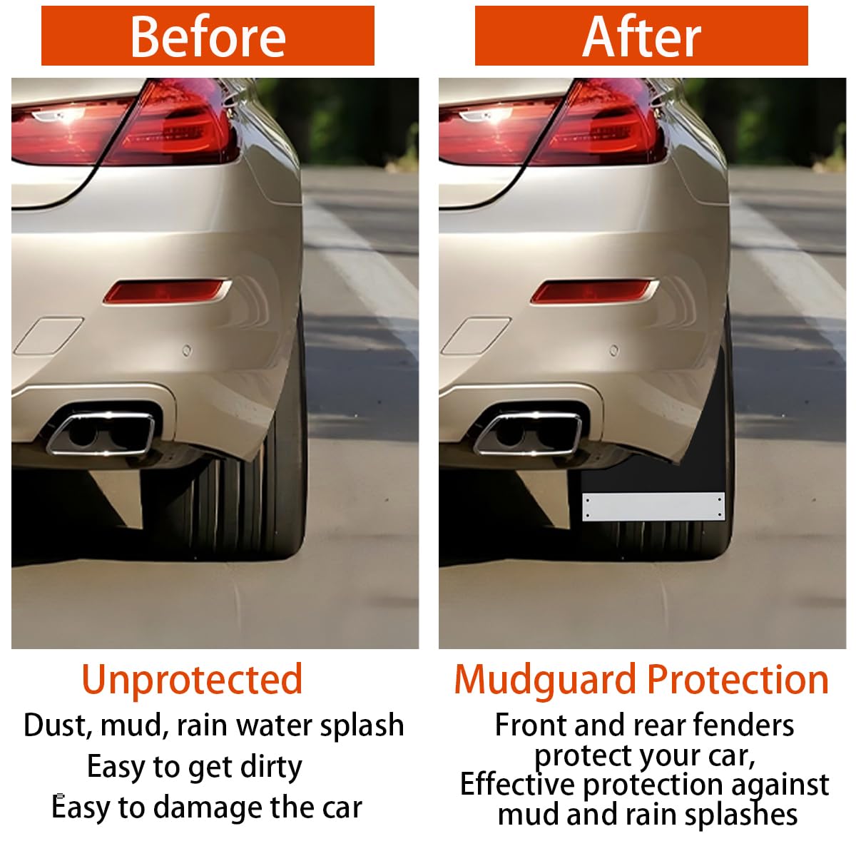 Paquete de 4 Guardabarros Universales, Negros Protectores - Imagen 5