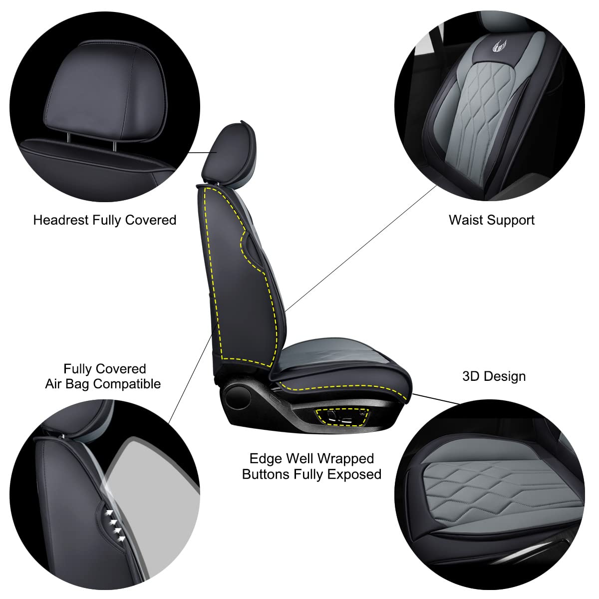 Cubiertas de asiento para automóvil OASIS -Gris - Imagen 5
