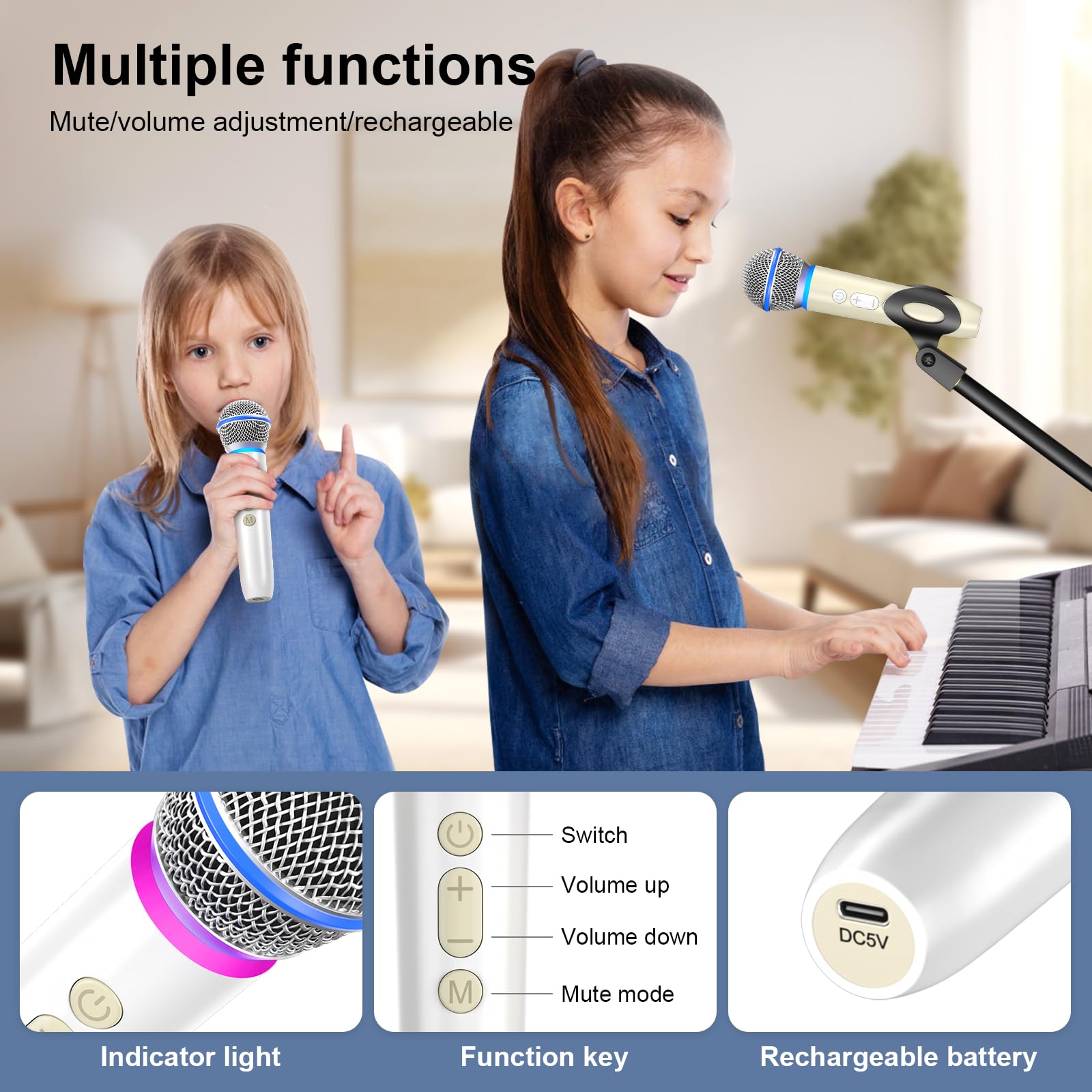 Micrófonos inalámbricos Aokeo con receptor de doble canal, - Imagen 5