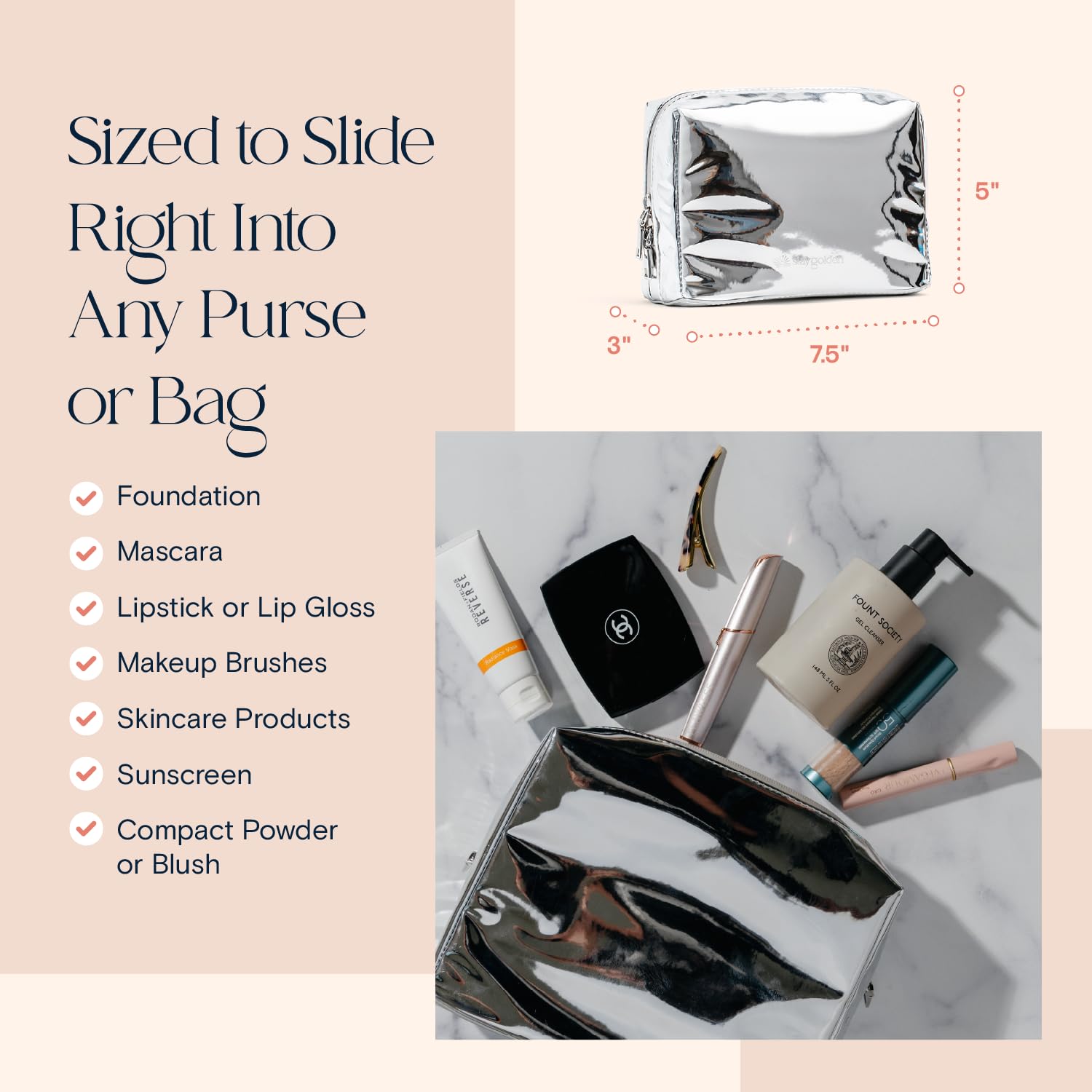Stay Golden Small Insulated Makeup Bag Day Pouch - Bolsa de - Imagen 8