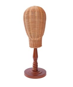 Cabeza de Maniquí de Rattan con Base de Madera para
