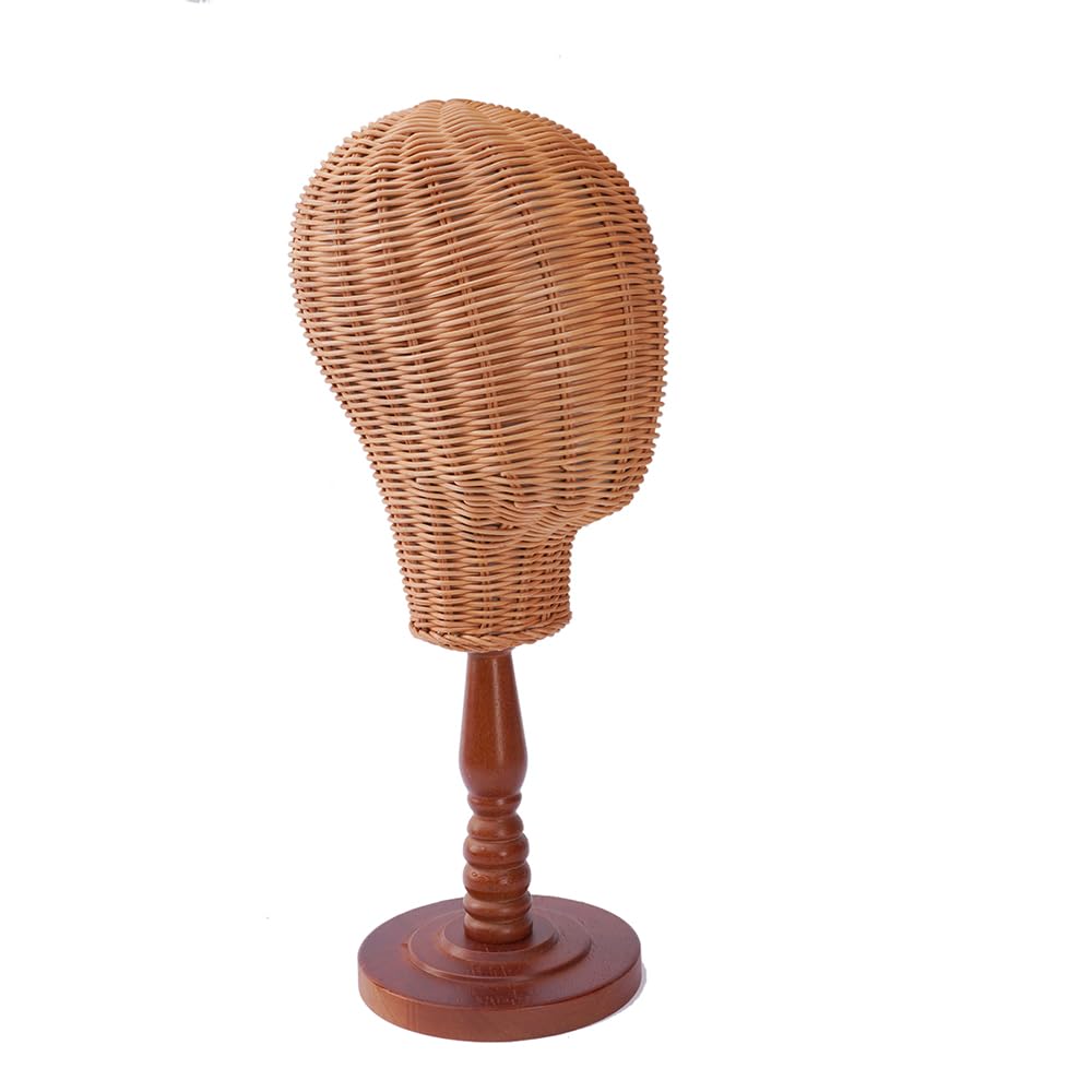 Cabeza de Maniquí de Rattan con Base de Madera para - Imagen 3