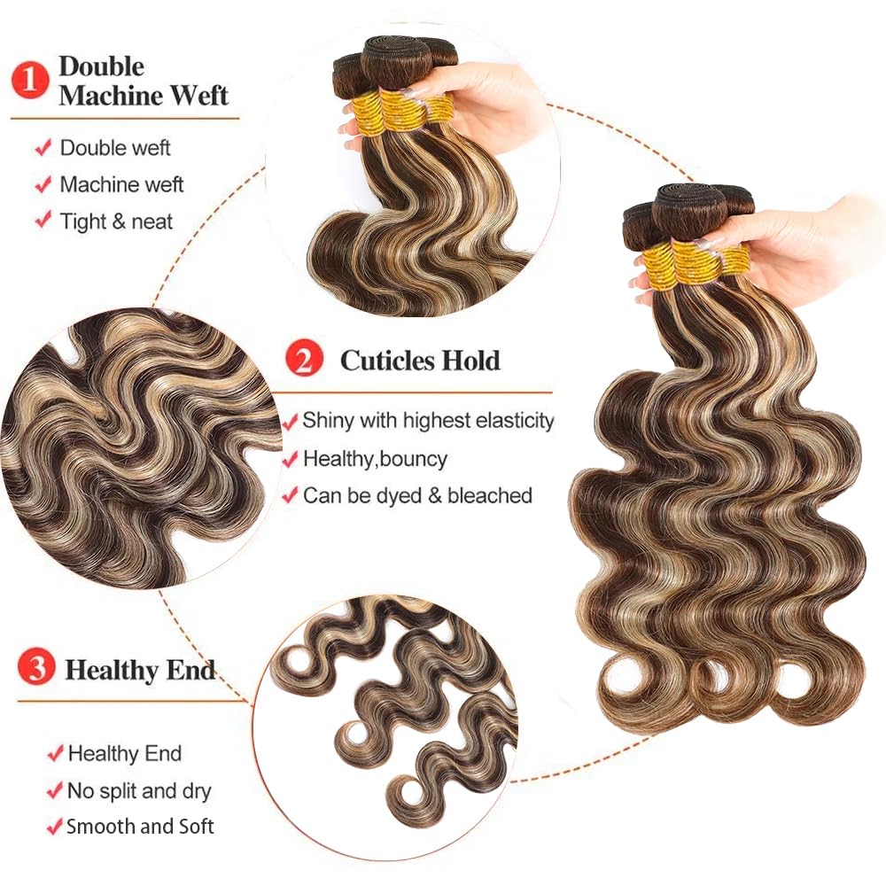 Dokksiiia Extensiones de Cabello Humano Ombre P4/613 de - Imagen 6