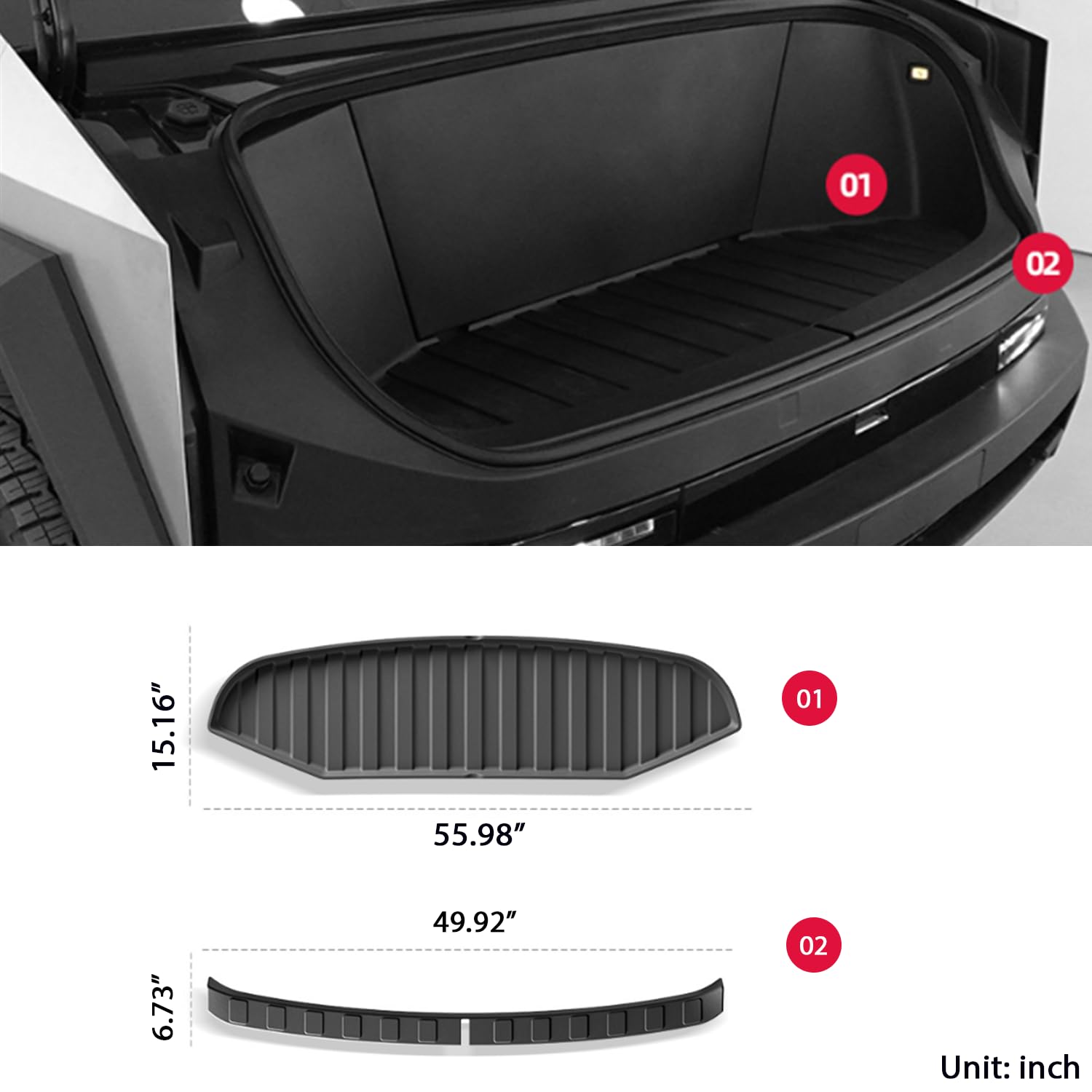 Set de 5 tapetes para piso para accesorios Cybertruck 2023 - Imagen 5